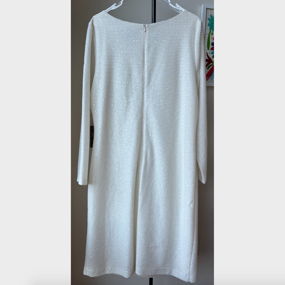 Vince Camuto NWT White Sequins Ruched Waist Mini Dress w/ Long Sleeves- Size 18W - Picture 5 of 13